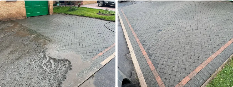 Before and after driveway pressure washing in Newcastle West, Limerick