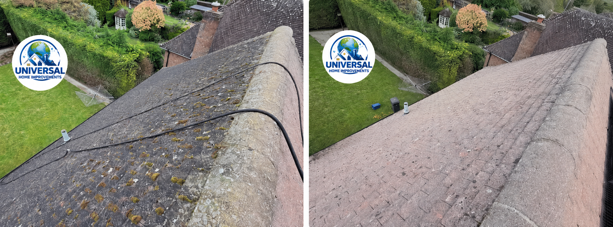 Roof de-mossing before and after in Tralee, Kerry