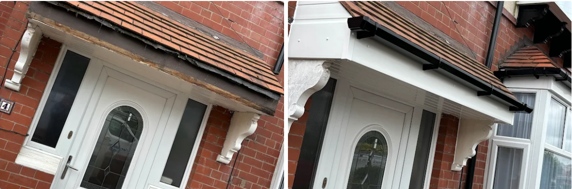 Fascia and soffit replacement before and after in Monaleen, Limerick
