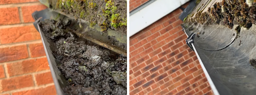 Before and after gutter cleaning in Newcastle West, Limerick