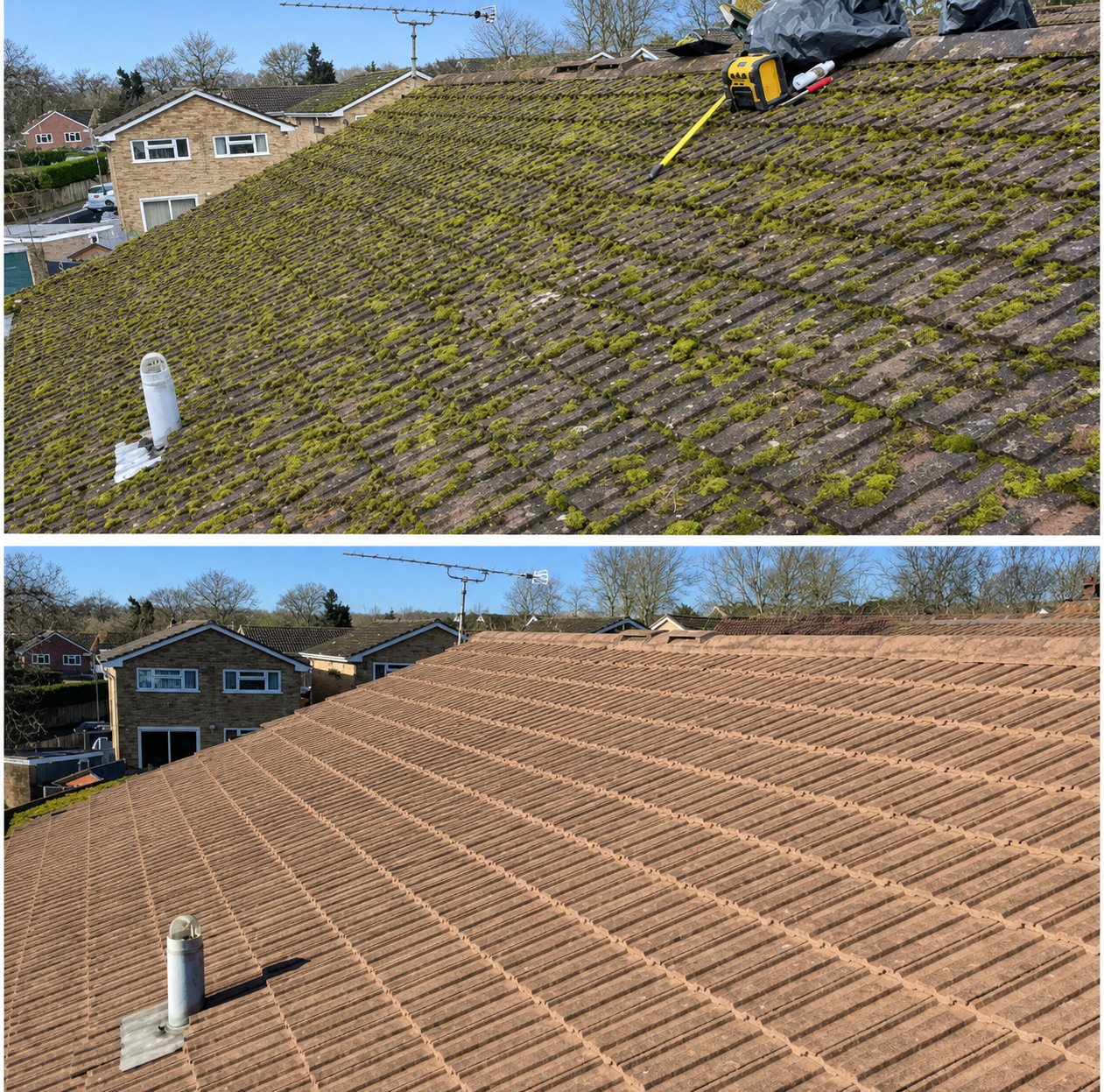 Roof cleaning before and after in Nenagh, Tipperary